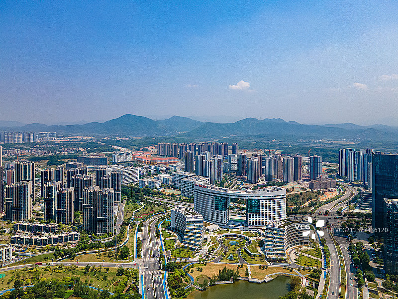 中新广州知识城城市天际线航拍图片素材