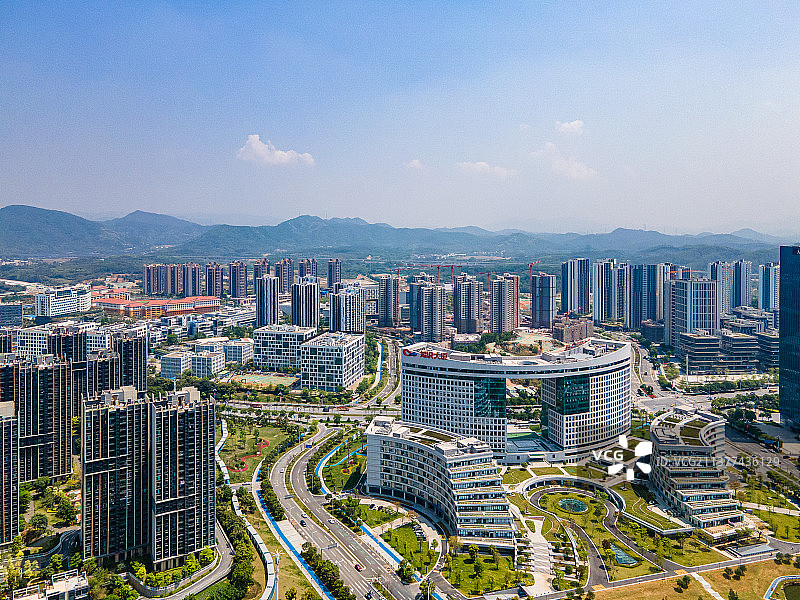 中新广州知识城城市天际线航拍图片素材