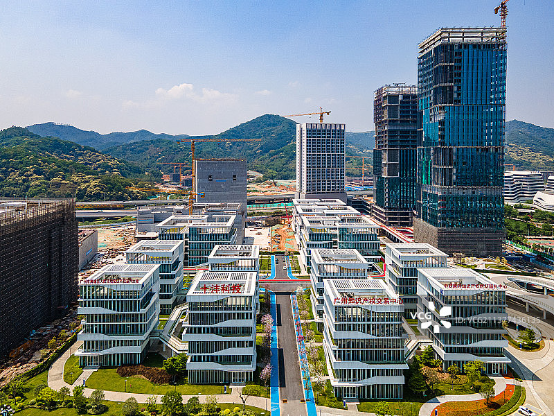 中新广州知识城城市天际线航拍图片素材