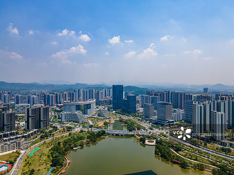 中新广州知识城城市天际线航拍图片素材