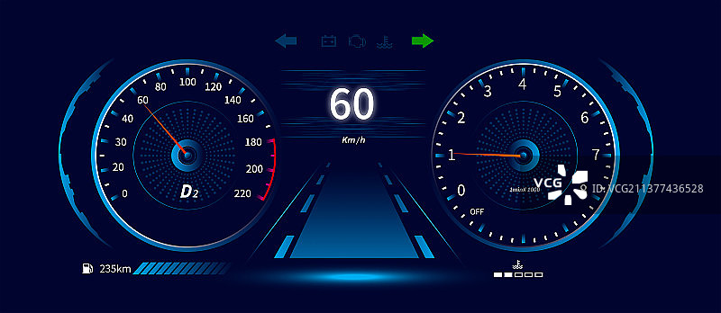 汽车液晶仪表盘科技风插图图片素材