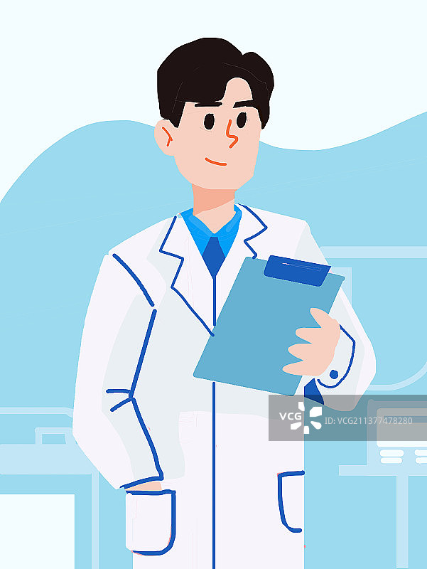 医生护士工作场景男女防疫人员比心盾牌制服插画图片素材