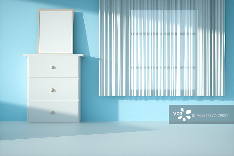 3D渲染抽象光洁地面地板和背景墙造型图片素材