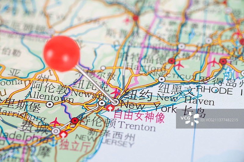 美国城市纽约在地图上的位置标注图片素材