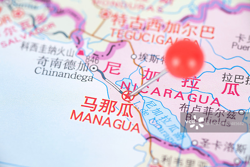 尼加拉瓜首都马那瓜在地图上的位置标注图片素材