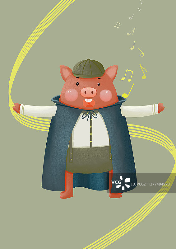 十二生肖之猪插画图片素材