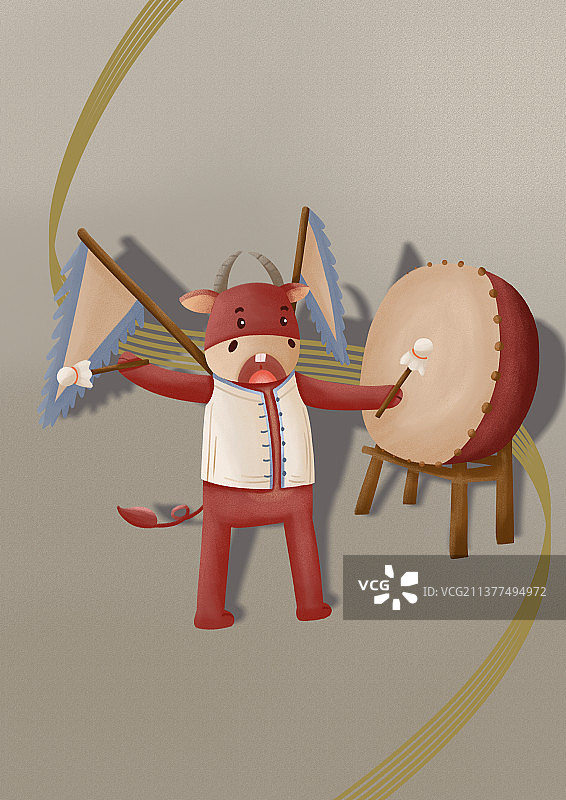 十二生肖之牛插画图片素材