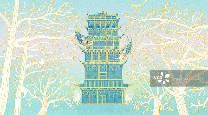 敦煌飞天插画，春天夏天唯美小清新，中国风插画图片素材