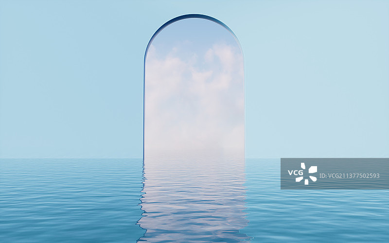 水面与墙壁背景3D渲染图片素材