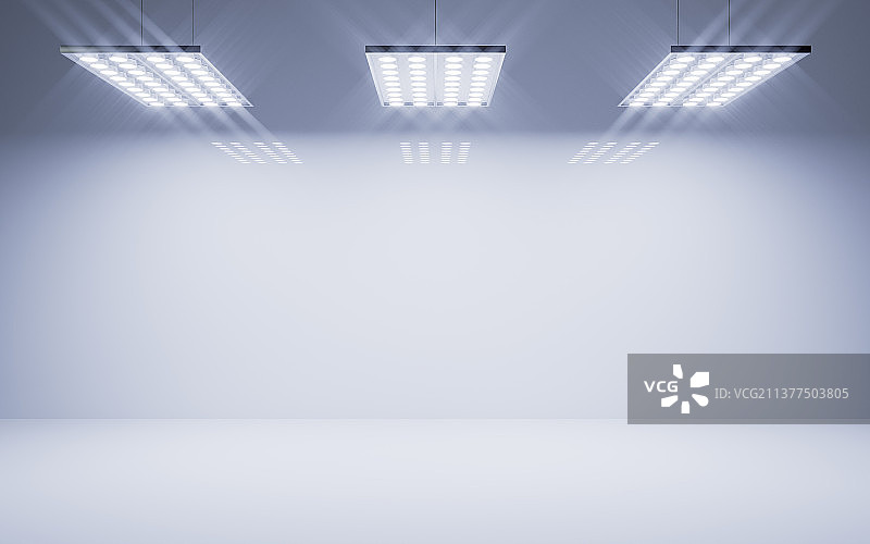 空房间与顶灯照明3D渲染图片素材