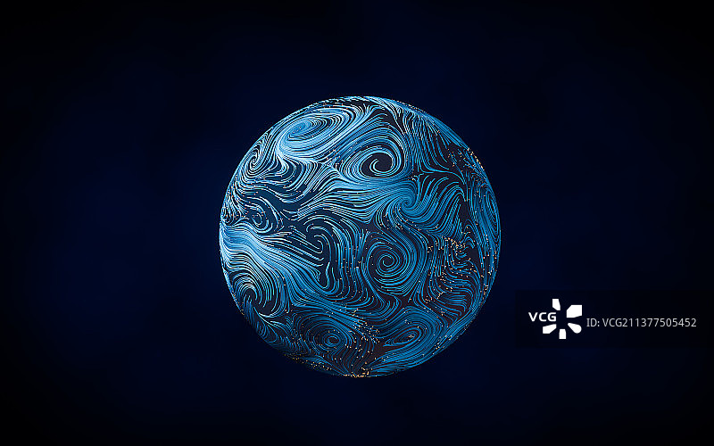 流动的粒子曲线3D渲染图片素材