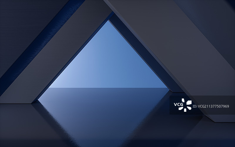 深色空房间地面3D渲染图片素材