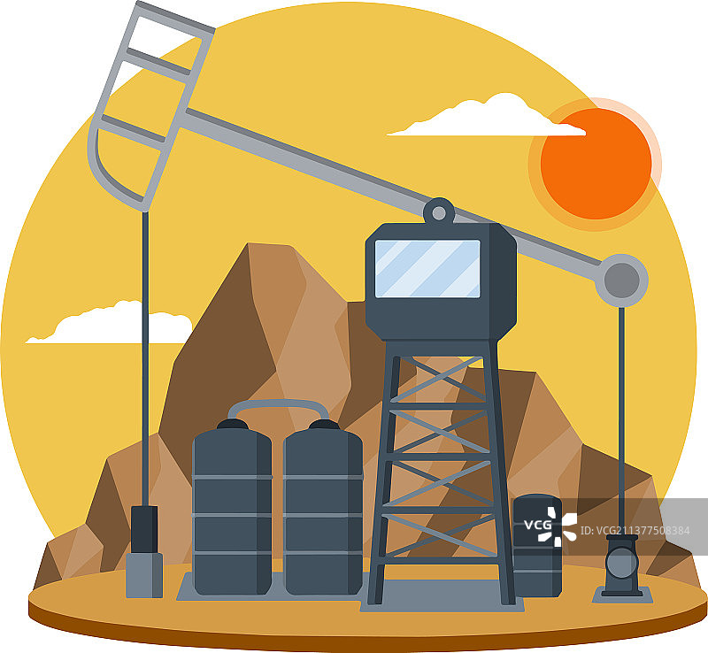 石油钻井平台矿物提取图片素材