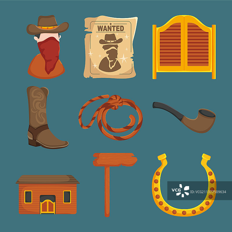 狂野西部图标合集图片素材