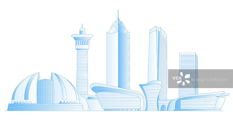 乌鲁木齐城市地标建筑群矢量插画图片素材