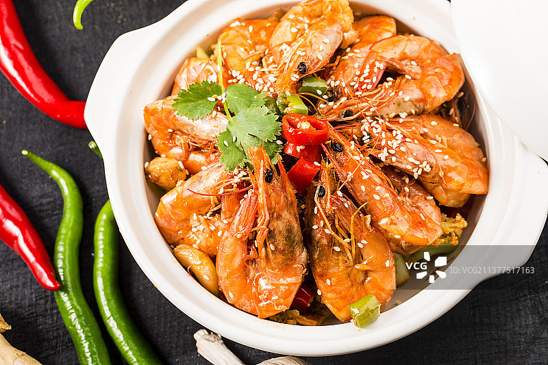 麻辣干锅虾图片素材