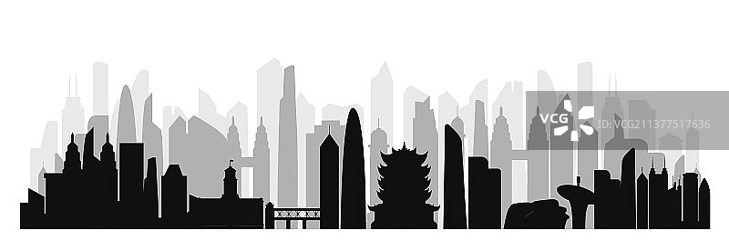 武汉城市剪影图片素材