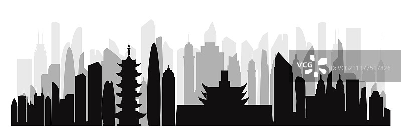 宁波城市剪影图片素材