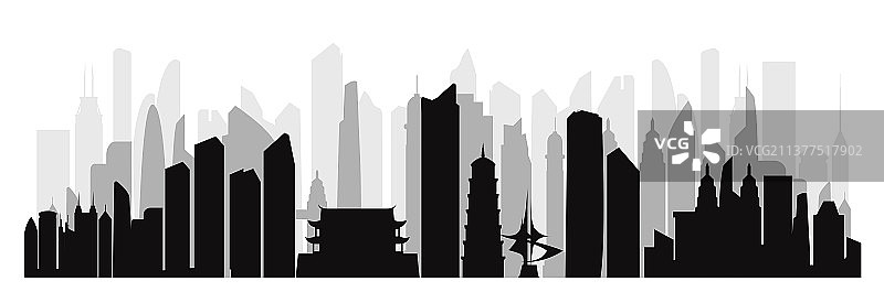 福州城市剪影图片素材