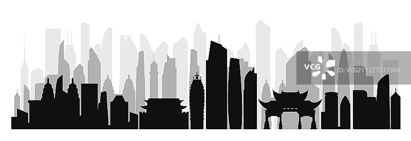 昆明城市剪影图片素材