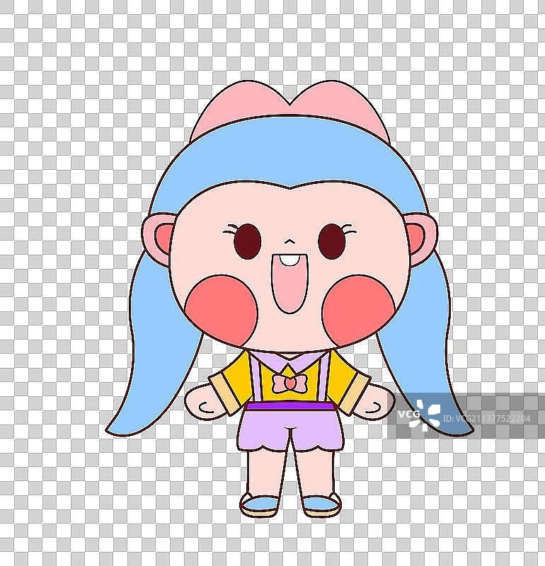 盲盒IP女孩每日穿搭矢量线条可爱插画5图片素材