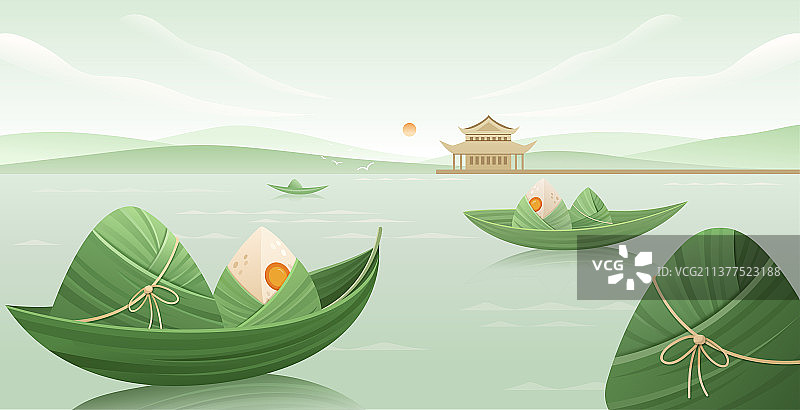 端午节平湖秋月横版图片素材