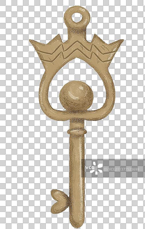 复古绘本肌理风创意爱心钥匙插画图片素材