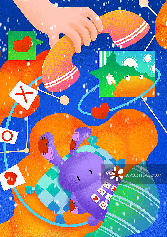 补丁兔与梦中人通话图片素材