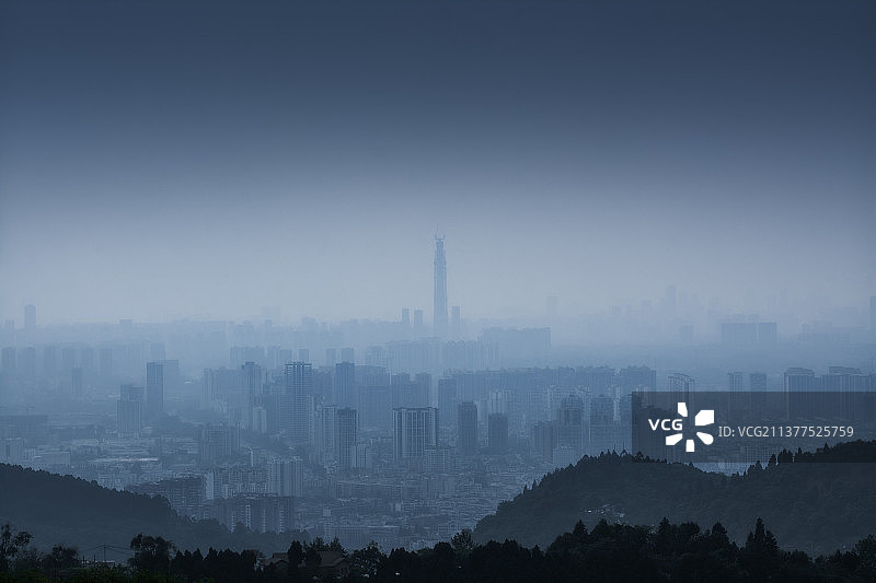 雾霾下的成都468图片素材