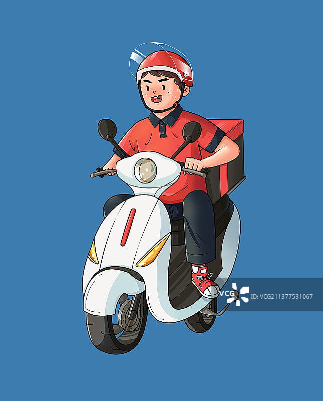 外卖员骑摩托送外卖图片素材