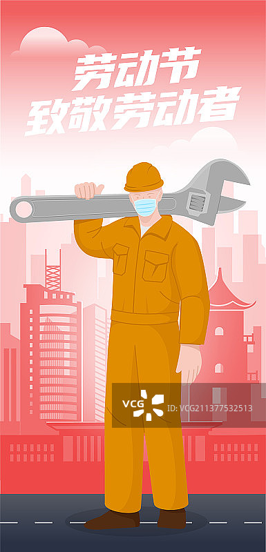 五一国际劳动节之手拿着工具的男青年图片素材