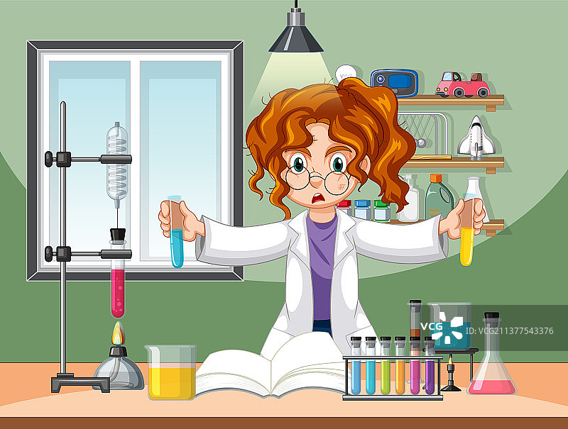 实验室卡通科学家场景图片素材