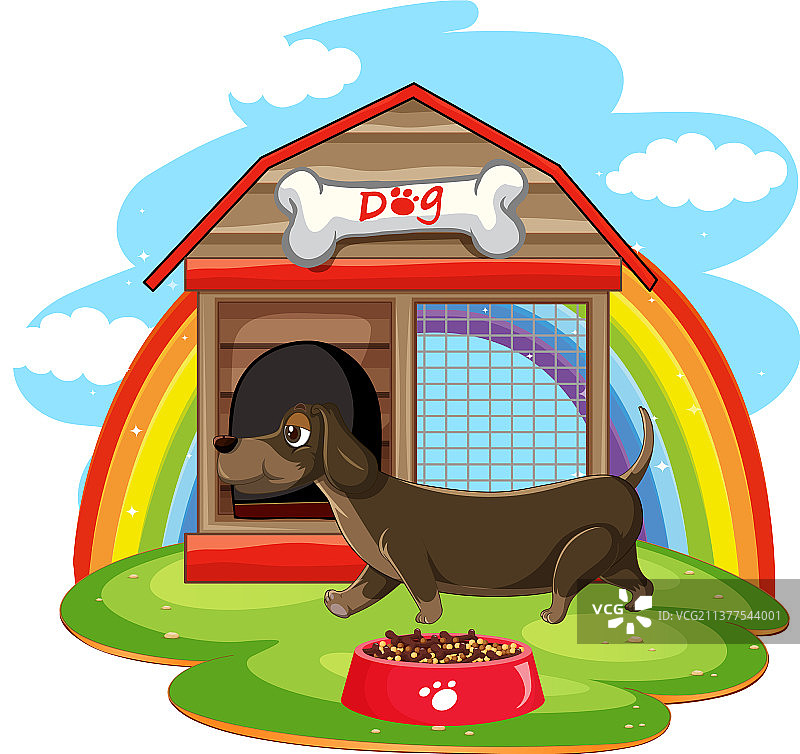狗窝外的狗狗图片素材