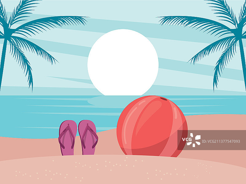 海滩上的气球和凉鞋图片素材