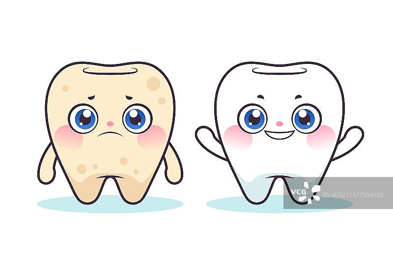 卡通牙齿美白矢量插画图片素材