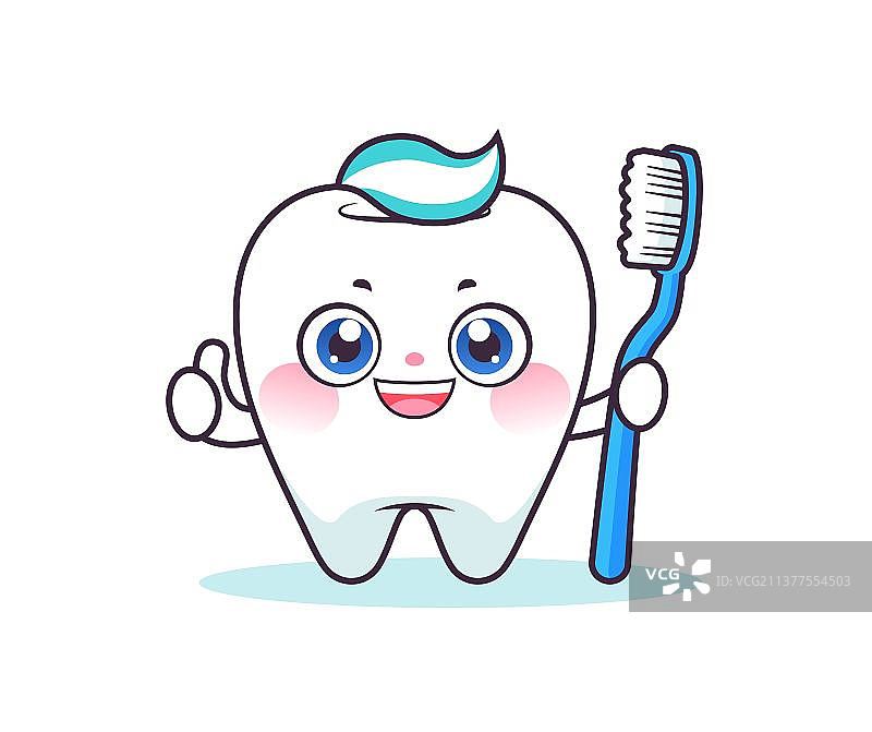 卡通牙齿牙刷矢量插画图片素材