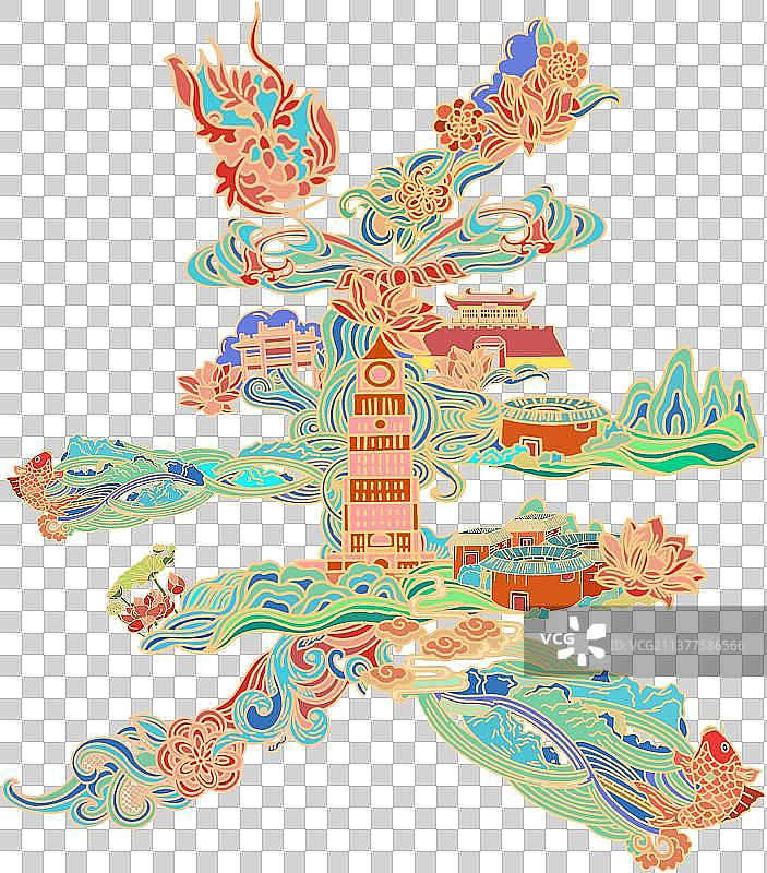 美美与共字绘图片素材