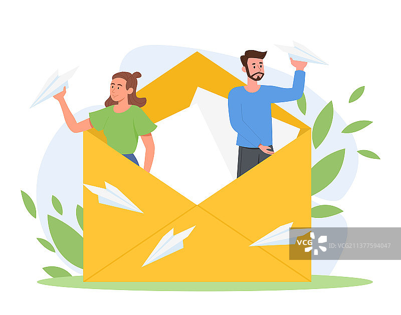 信封里的男人和女人图片素材