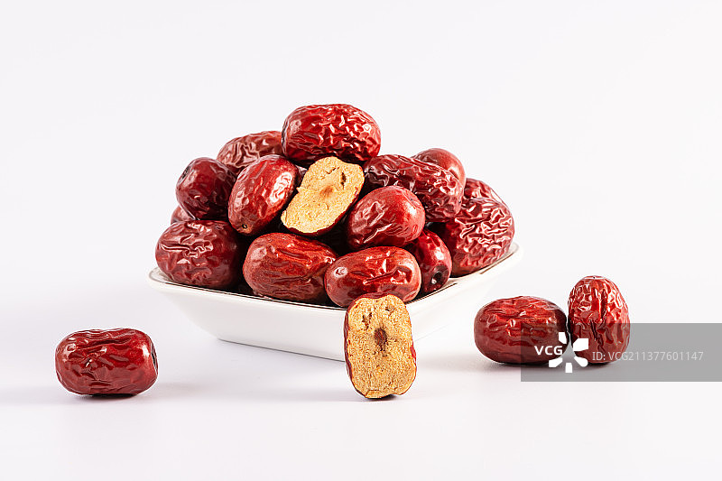 一盘大枣,横截面图片素材