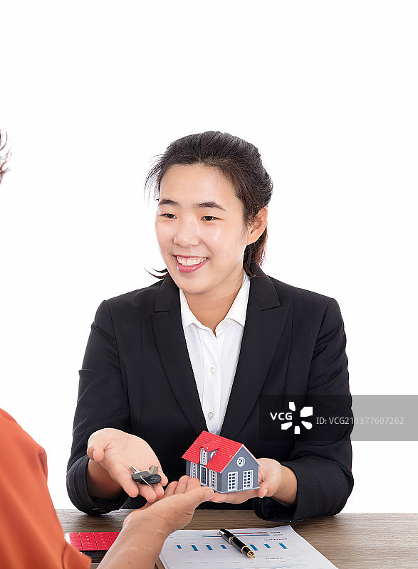 正交房给业主的房地产销售人员图片素材