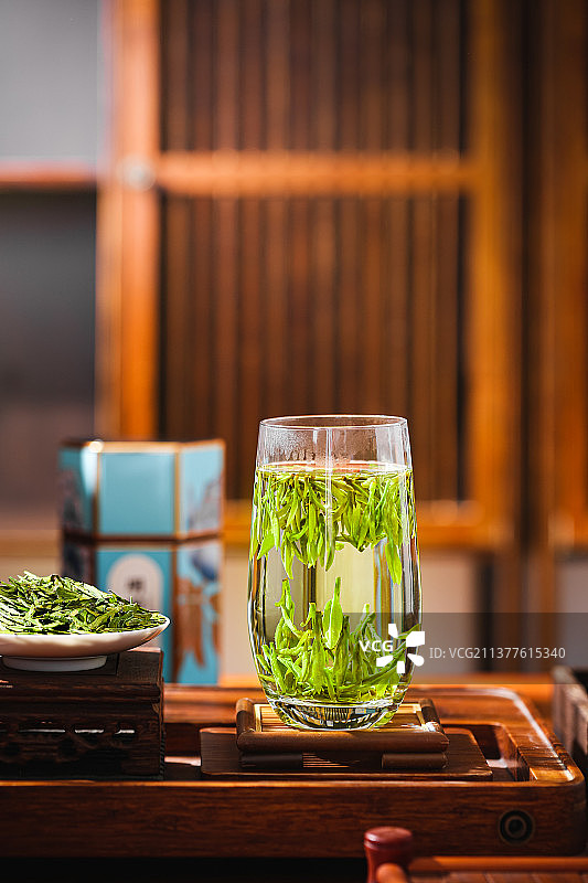 龙井茶茶叶冲泡图片素材