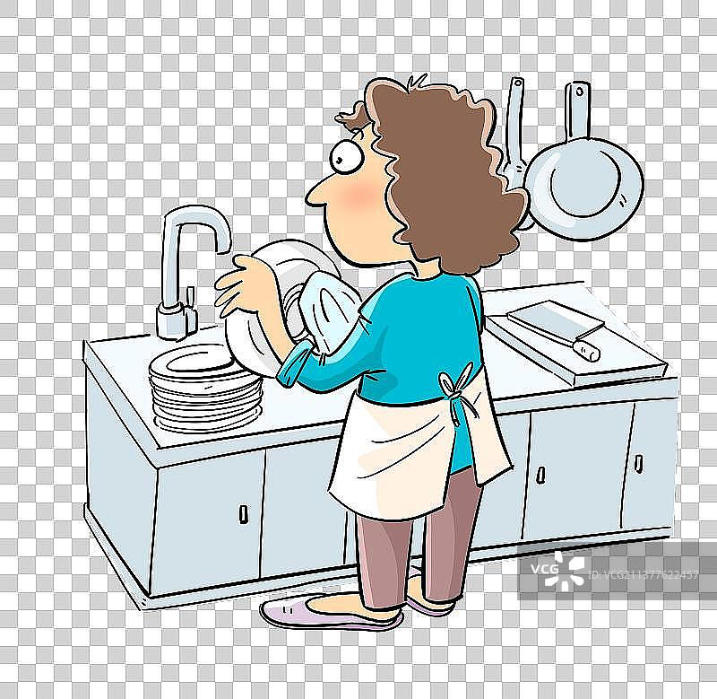 正在洗碗的家庭主妇图片素材