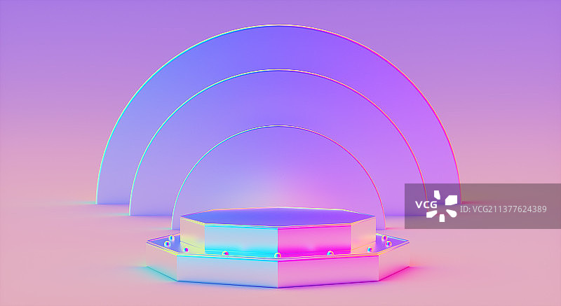 赛博朋克风格的C4D电商产品展示平台创意背景图片素材