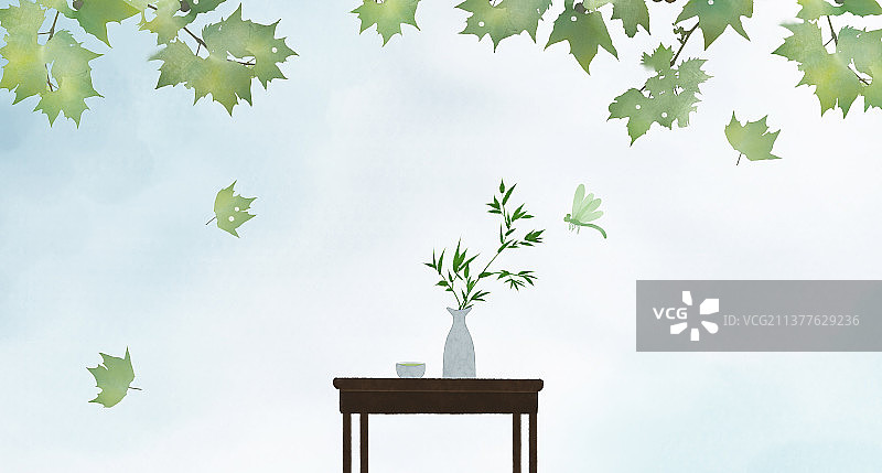 清明二十四节气中式插画图片素材