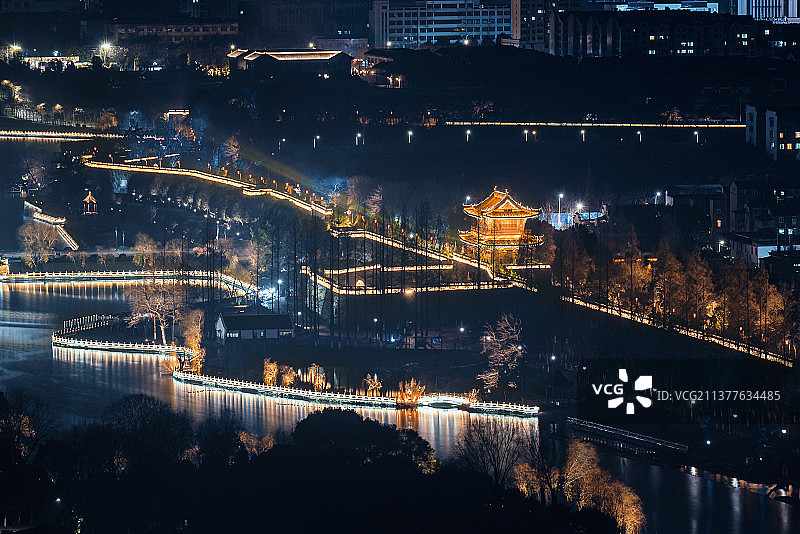 荆州宾阳楼夜景图片素材