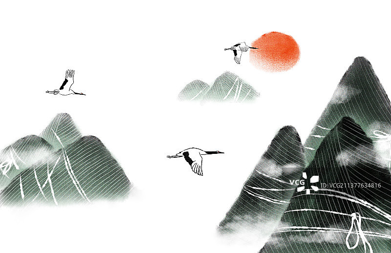 水墨风端午插画图片素材