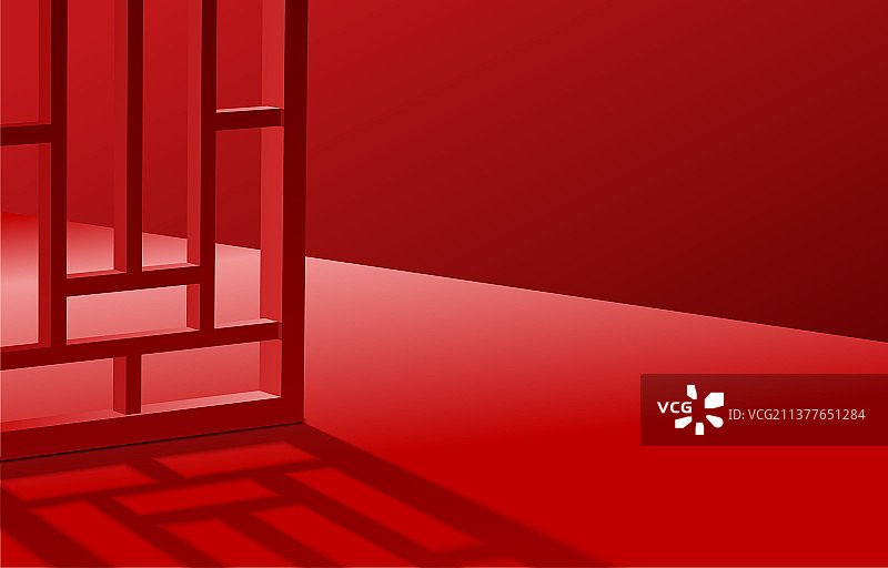 新中式窗格c4d展台3D陈列矢量场景图片素材