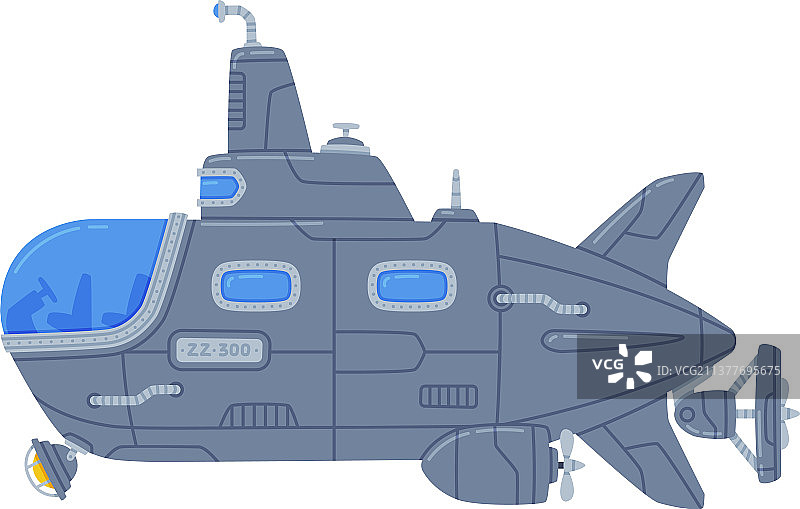 蓝色潜水艇水下航行图片素材