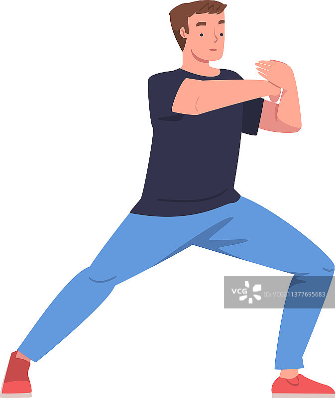 男人练习太极拳和气功图片素材