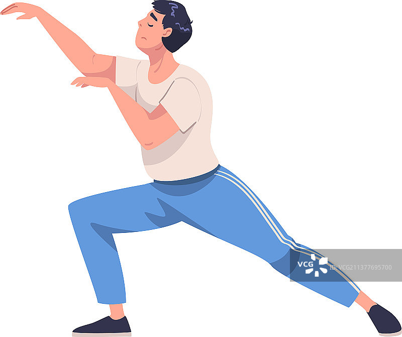 男人练习太极拳和气功图片素材